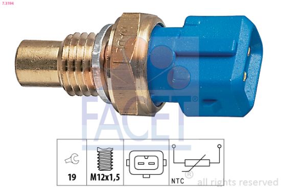 Obrázok Snímač teploty chladiacej kvapaliny FACET Made in Italy - OE Equivalent 73194