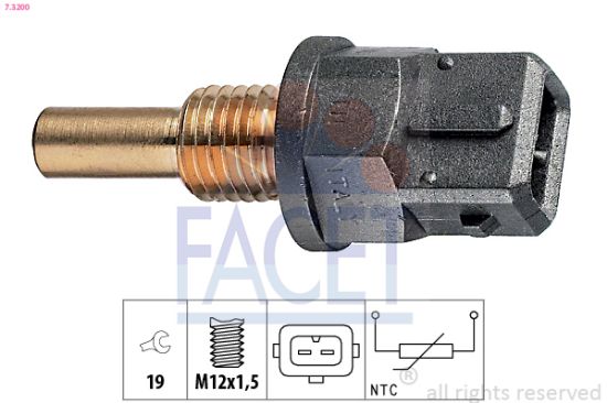 Obrázok Snímač teploty chladiacej kvapaliny FACET Made in Italy - OE Equivalent 73200