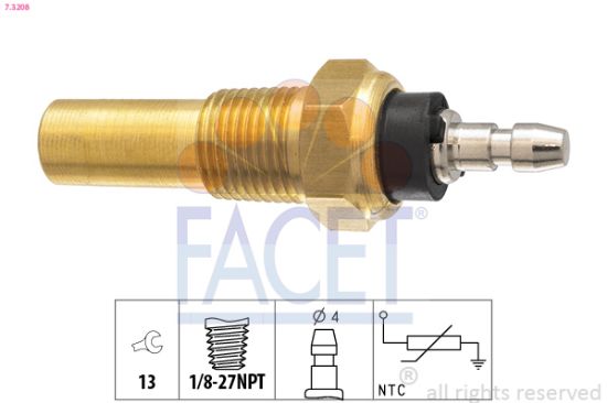 Obrázok Snímač teploty chladiacej kvapaliny FACET Made in Italy - OE Equivalent 73208