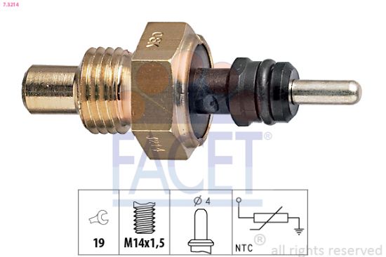 Obrázok Snímač teploty chladiacej kvapaliny FACET Made in Italy - OE Equivalent 73214
