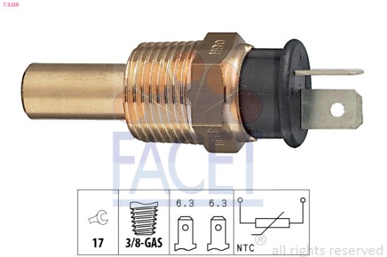 Obrázok Snímač teploty chladiacej kvapaliny FACET Made in Italy - OE Equivalent 73228