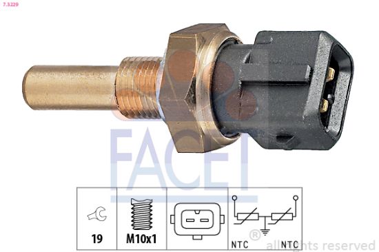 Obrázok Snímač teploty chladiacej kvapaliny FACET Made in Italy - OE Equivalent 73229