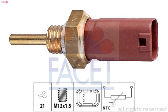 Obrázok Snímač teploty chladiacej kvapaliny FACET Made in Italy - OE Equivalent 73242
