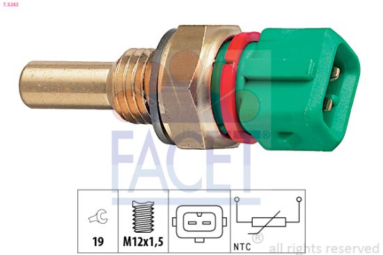 Obrázok Snímač teploty chladiacej kvapaliny FACET Made in Italy - OE Equivalent 73243