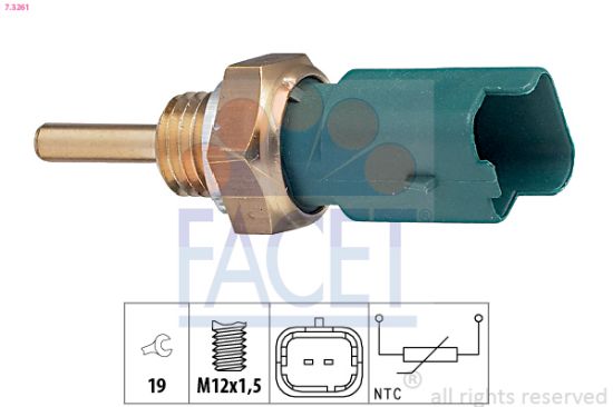 Obrázok Snímač teploty chladiacej kvapaliny FACET Made in Italy - OE Equivalent 73261