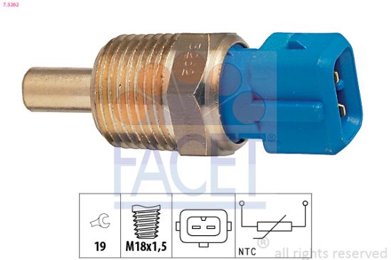 Obrázok Snímač teploty chladiacej kvapaliny FACET Made in Italy - OE Equivalent 73262