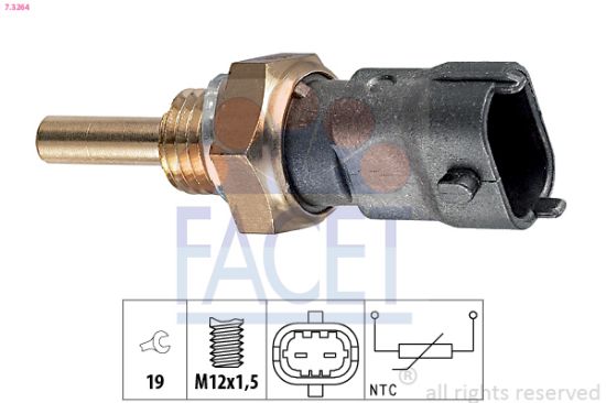 Obrázok Snímač teploty chladiacej kvapaliny FACET Made in Italy - OE Equivalent 73264