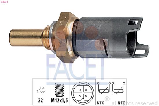 Obrázok Snímač teploty chladiacej kvapaliny FACET Made in Italy - OE Equivalent 73274