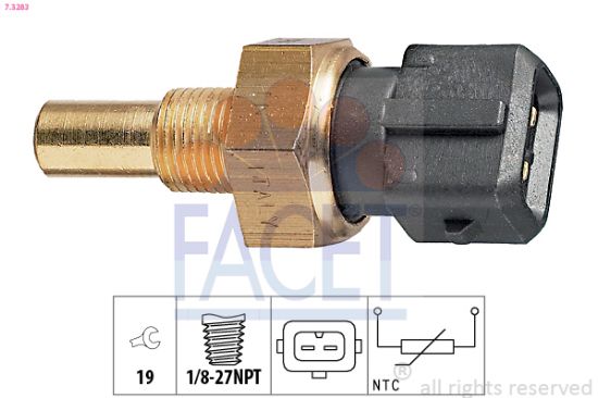Obrázok Snímač teploty chladiacej kvapaliny FACET Made in Italy - OE Equivalent 73283