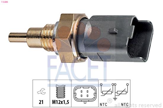 Obrázok Snímač teploty chladiacej kvapaliny FACET Made in Italy - OE Equivalent 73286