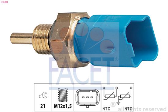 Obrázok Snímač teploty chladiacej kvapaliny FACET Made in Italy - OE Equivalent 73291