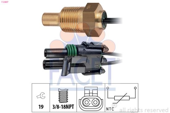 Obrázok Snímač teploty chladiacej kvapaliny FACET Made in Italy - OE Equivalent 73307