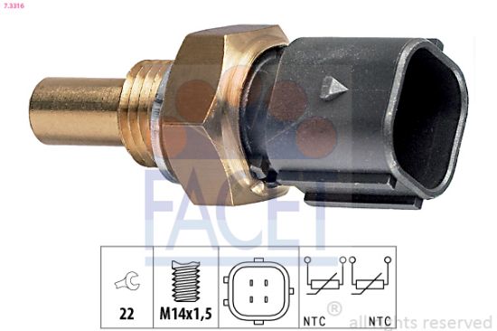 Obrázok Snímač teploty chladiacej kvapaliny FACET Made in Italy - OE Equivalent 73316