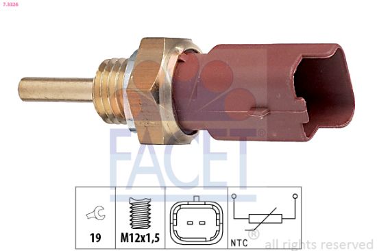 Obrázok Snímač teploty chladiacej kvapaliny FACET Made in Italy - OE Equivalent 73326