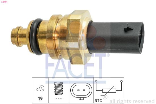 Obrázok Snímač teploty chladiacej kvapaliny FACET Made in Italy - OE Equivalent 73401