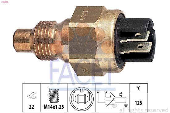 Obrázok Snímač teploty chladiacej kvapaliny FACET Made in Italy - OE Equivalent 73510