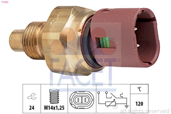 Obrázok Snímač teploty chladiacej kvapaliny FACET Made in Italy - OE Equivalent 73522
