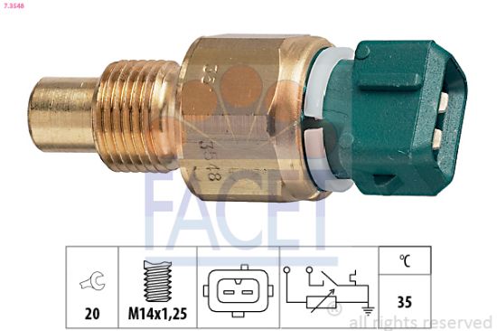 Obrázok Snímač teploty chladiacej kvapaliny FACET Made in Italy - OE Equivalent 73548