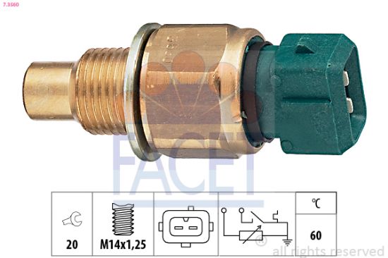 Obrázok Snímač teploty chladiacej kvapaliny FACET Made in Italy - OE Equivalent 73560