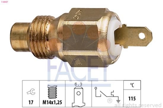 Obrázok Teplotný spínač kontrolky teploty chladenia FACET Made in Italy - OE Equivalent 74047