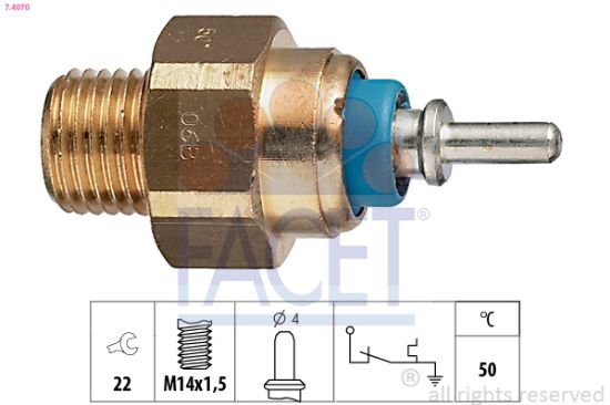 Obrázok Teplotný spínač kontrolky teploty chladenia FACET Made in Italy - OE Equivalent 74070