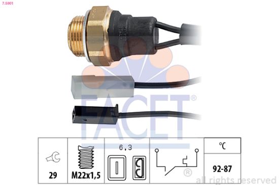 Obrázok Teplotný spínač ventilátora chladenia FACET Made in Italy - OE Equivalent 75001