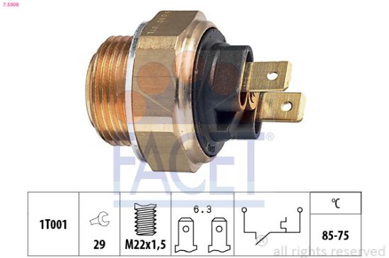 Obrázok Teplotný spínač ventilátora chladenia FACET Made in Italy - OE Equivalent 75008