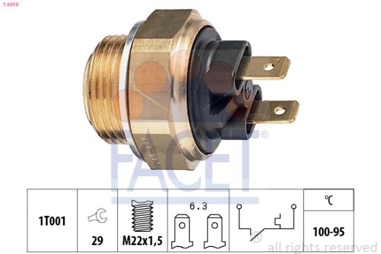 Obrázok Teplotný spínač ventilátora chladenia FACET Made in Italy - OE Equivalent 75019
