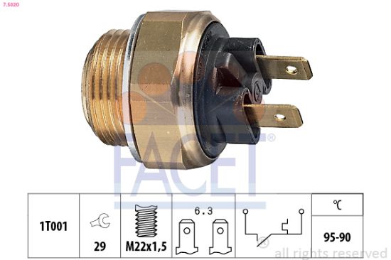 Obrázok Teplotný spínač ventilátora chladenia FACET Made in Italy - OE Equivalent 75020