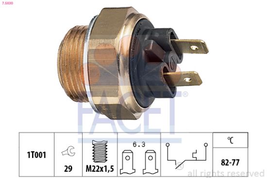Obrázok Teplotný spínač ventilátora chladenia FACET Made in Italy - OE Equivalent 75030