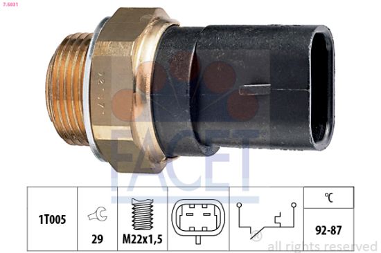 Obrázok Teplotný spínač ventilátora chladenia FACET Made in Italy - OE Equivalent 75031