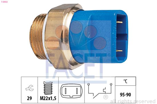 Obrázok Teplotný spínač ventilátora chladenia FACET Made in Italy - OE Equivalent 75032