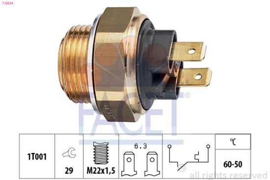 Obrázok Teplotný spínač ventilátora chladenia FACET Made in Italy - OE Equivalent 75034