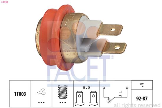 Obrázok Teplotný spínač ventilátora chladenia FACET Made in Italy - OE Equivalent 75042