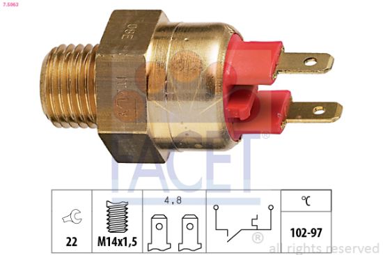 Obrázok Teplotný spínač ventilátora chladenia FACET Made in Italy - OE Equivalent 75063