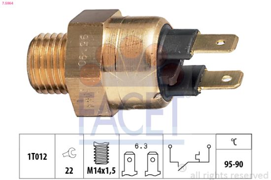 Obrázok Teplotný spínač ventilátora chladenia FACET Made in Italy - OE Equivalent 75064