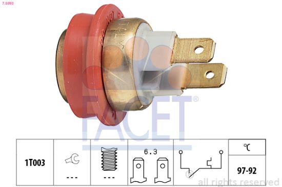 Obrázok Teplotný spínač ventilátora chladenia FACET Made in Italy - OE Equivalent 75093