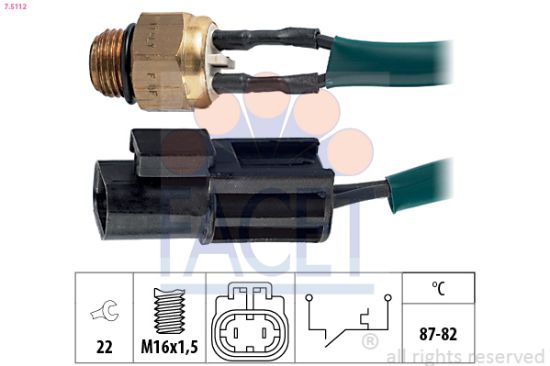 Obrázok Teplotný spínač ventilátora chladenia FACET Made in Italy - OE Equivalent 75112