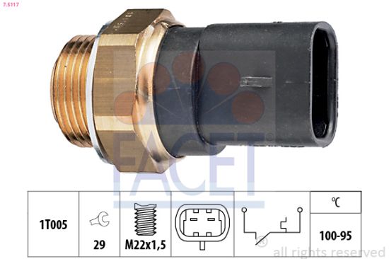 Obrázok Teplotný spínač ventilátora chladenia FACET Made in Italy - OE Equivalent 75117