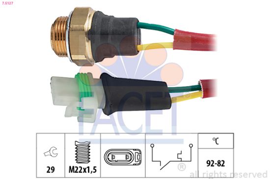 Obrázok Teplotný spínač ventilátora chladenia FACET Made in Italy - OE Equivalent 75127