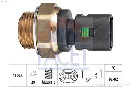 Obrázok Teplotný spínač ventilátora chladenia FACET Made in Italy - OE Equivalent 75128