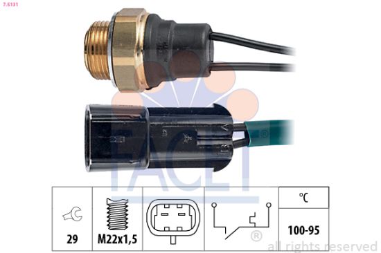 Obrázok Teplotný spínač ventilátora chladenia FACET Made in Italy - OE Equivalent 75131