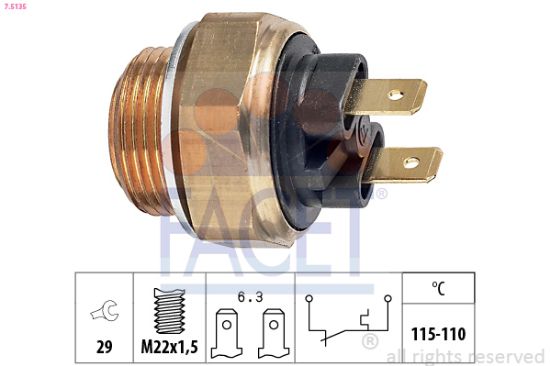 Obrázok Teplotný spínač ventilátora chladenia FACET Made in Italy - OE Equivalent 75135