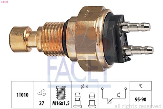 Obrázok Teplotný spínač ventilátora chladenia FACET Made in Italy - OE Equivalent 75139