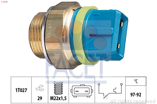 Obrázok Teplotný spínač ventilátora chladenia FACET Made in Italy - OE Equivalent 75145