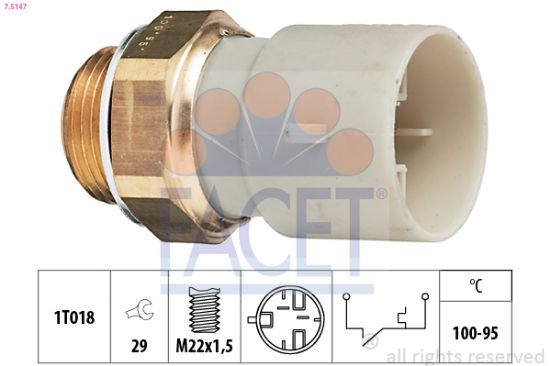 Obrázok Teplotný spínač ventilátora chladenia FACET Made in Italy - OE Equivalent 75147