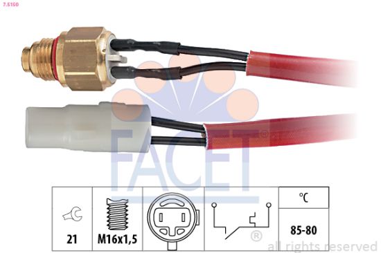 Obrázok Teplotný spínač ventilátora chladenia FACET Made in Italy - OE Equivalent 75150