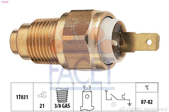 Obrázok Teplotný spínač ventilátora chladenia FACET Made in Italy - OE Equivalent 75154