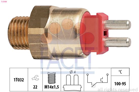 Obrázok Teplotný spínač ventilátora chladenia FACET Made in Italy - OE Equivalent 75169