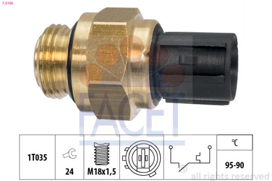 Obrázok Teplotný spínač ventilátora chladenia FACET Made in Italy - OE Equivalent 75196